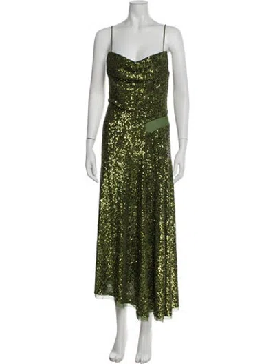 Pre-owned Jason Wu Collection Printed Midi Length Dress In Green