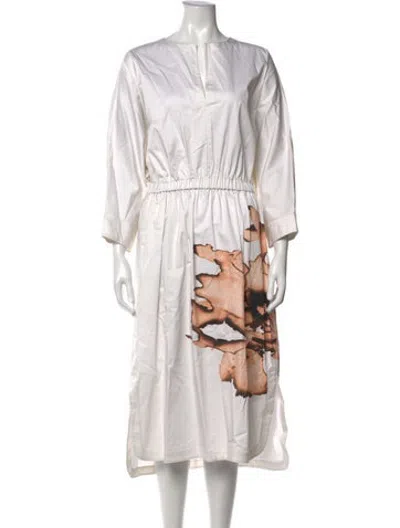 Pre-owned Jason Wu Collection Printed Midi Length Dress In White