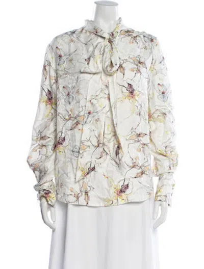 Pre-owned Jason Wu Collection Silk Floral Print Blouse In Multicolor