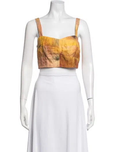 Pre-owned Jason Wu Collection Tie-dye Print Square Neckline Crop Top W/ Tags In Orange