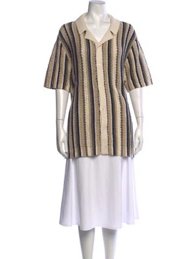 Pre-owned Jason Wu Striped Short Sleeve Polo W/ Tags In Neutrals