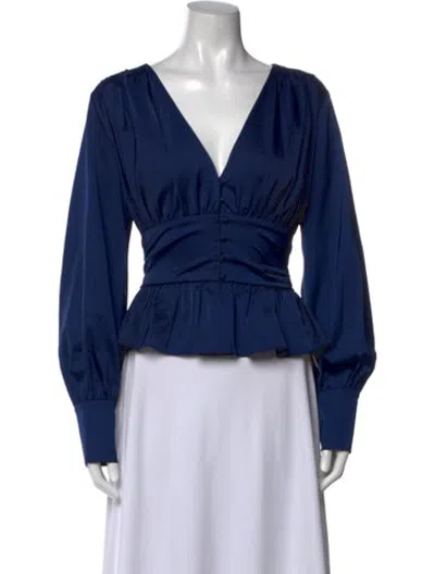Pre-owned Jason Wu V-neck Long Sleeve Blouse In Blue