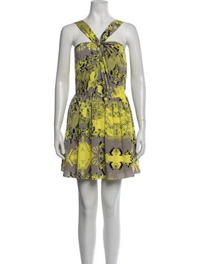 Pre-owned Jay Godfrey Graphic Print Mini Dress In Yellow