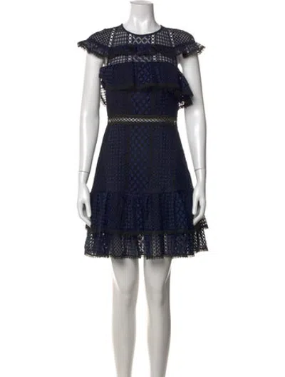 Pre-owned Jay Godfrey Lace Pattern Mini Dress In Blue