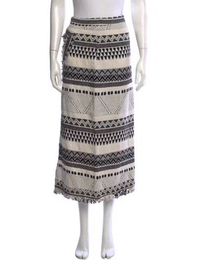 Pre-owned Jbq Patterned Long Skirt In White