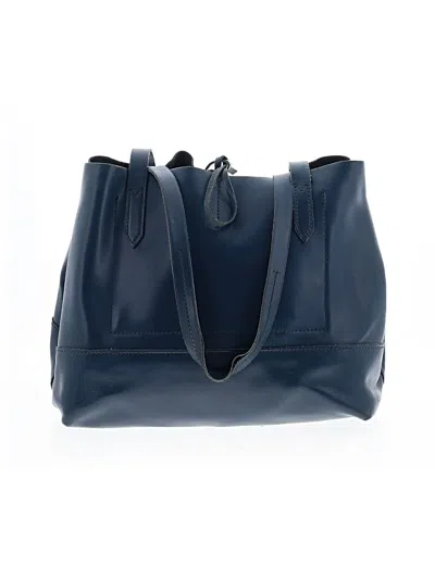 Pre-owned Jcrew Leather Tote Bag In Blue