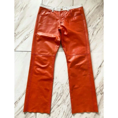 Pre-owned Jean Paul Gaultier Jpg Jean's Leather Pants Orange