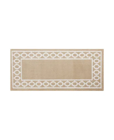 Jean Pierre Christine Trellis Border Tufted Runner Rug, 26" X 45" In Beige And White