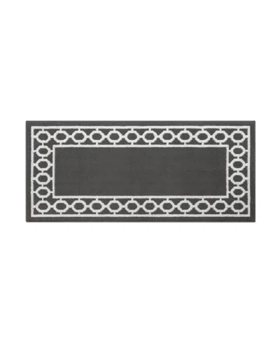 Jean Pierre Christine Trellis Border Tufted Runner Rug, 26" X 45" In Dark Gray And White