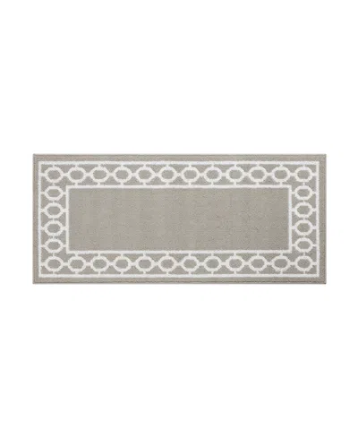 Jean Pierre Christine Trellis Border Tufted Runner Rug, 26" X 45" In Light Gray And White