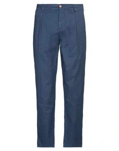 Jeckerson Man Pants Navy Blue Size 33 Linen, Cotton, Elastane