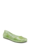 Jeffrey Campbell Balanced Clear Flat In Green Glitter