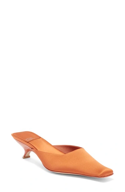 Jeffrey Campbell Esmerelda Square Toe Mule In Orange Silk