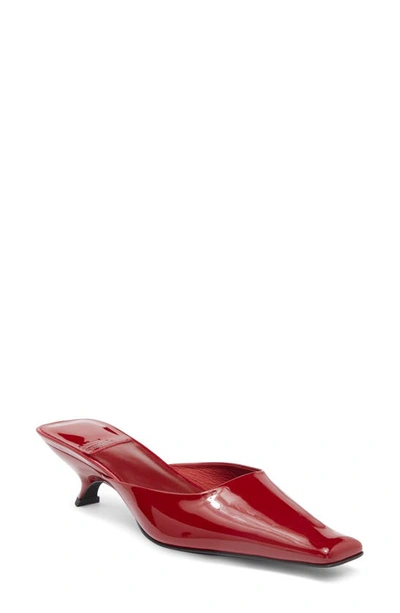 Jeffrey Campbell Esmerelda Square Toe Mule In Cherry Red Patentt