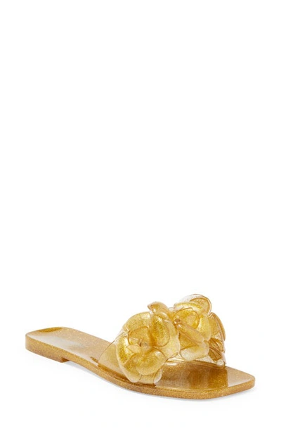 Jeffrey Campbell Floralee Slide Sandal In Gold Glitter
