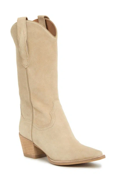 Jeffrey Campbell Floured Western Boot In Natural Suede