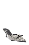 Jeffrey Campbell Gratis Pointed Toe Mule In Black White Lizard Printsilver