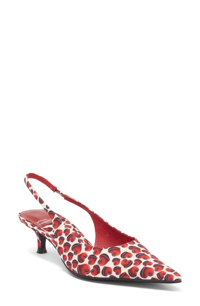 Jeffrey Campbell Persona Slingback Pump In Red Hearts Fabric