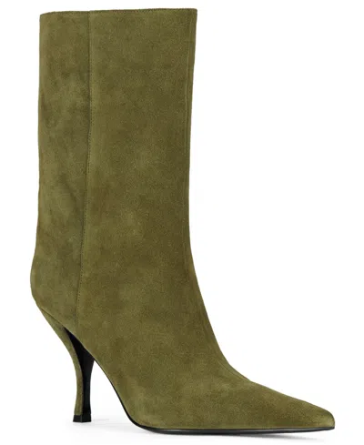 Jeffrey Campbell Women's Traitor Dress Pull-on Booties In Olive Suede