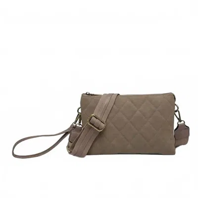 Jen & Co. Women's Izzy Quilted Crossbody Bag In Taupe In Grey