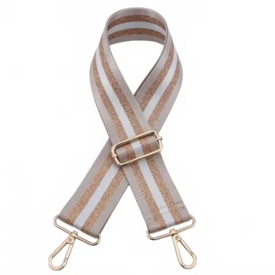 Jen & Co. Women's Striped Adjustable Crossbody Bag Strap In Khaki Gold In Multi