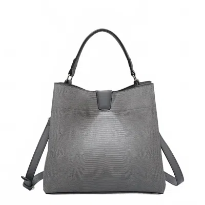 Jen & Co. Women's Tati Lizard Monogrammable Satchel Bag In Grey