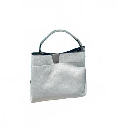 Jen & Co. Women's Tati Lizard Monogrammable Satchel Bag In Grey White