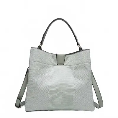 Jen & Co. Women's Tati Lizard Monogrammable Satchel Bag In Pale Teal In Multi
