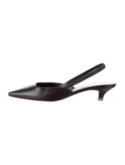 Pre-owned Jenni Kayne Leather Slingback Pumps In Black