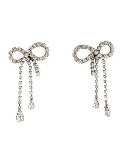 Pre-owned Jennifer Behr Crystal Bow Drop Earrings In Multicolor