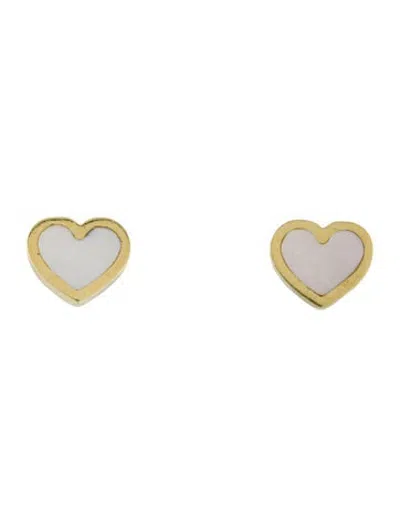 Pre-owned Jennifer Meyer 18k Mother Of Pearl Heart Earrings In Multicolor
