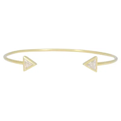 Pre-owned Jennifer Meyer 18k Yellow Gold Diamond Triangle Wire Cuff Bracelet