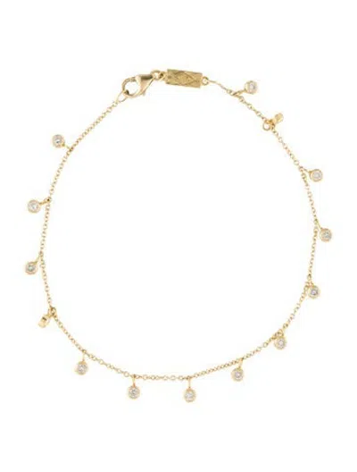 Pre-owned Jennifer Meyer Diamond Mini Bezel Dangle Bracelet, 6.75" In Multicolor