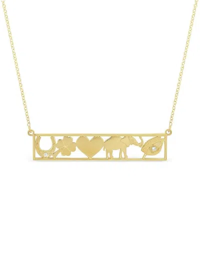 Jennifer Meyer Good Luck Diamond Bar Necklace In Gold