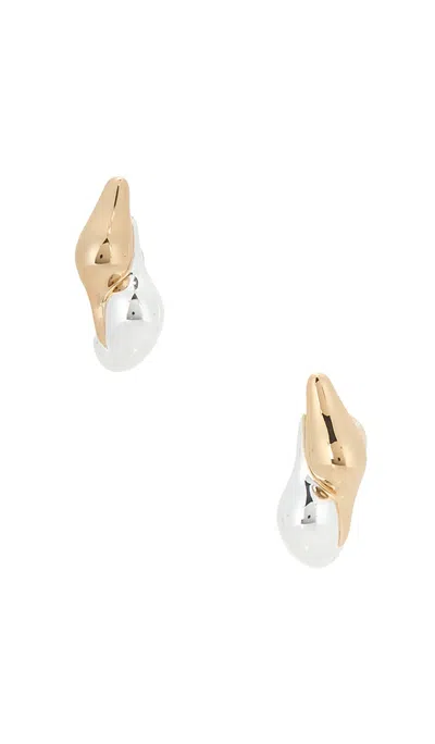 Jenny Bird Egret Huggie Earrings In Two Tone