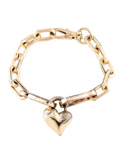 Pre-owned Jenny Bird Padlock Heart Chain Bracelet, 7" In Multicolor