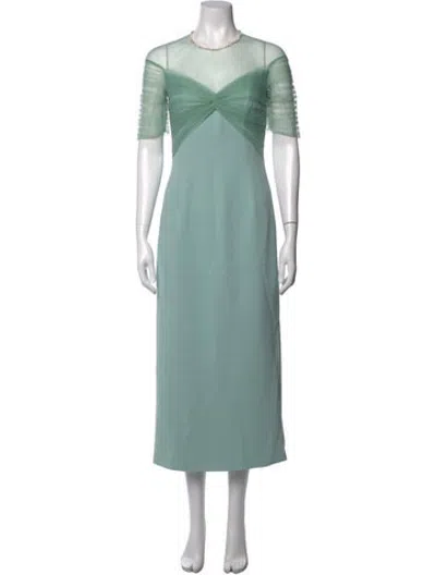 Pre-owned Jenny Packham Crew Neck Long Dress W/ Tags In Blue/green