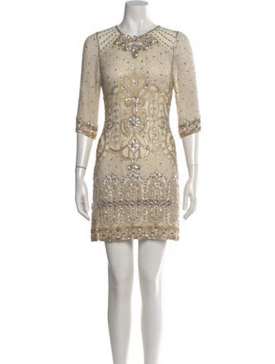 Pre-owned Jenny Packham Silk Mini Dress In Neutrals
