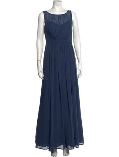 Pre-owned Jenny Yoo Crew Neck Long Dress In Blue