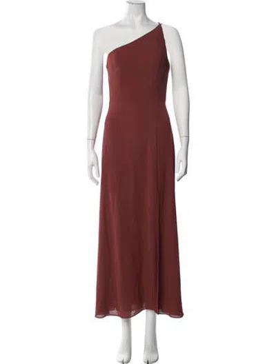 Pre-owned Jenny Yoo One-shoulder Long Dress In Burgundy