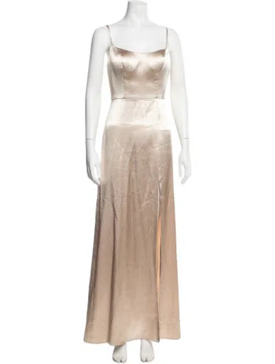 Pre-owned Jenny Yoo Square Neckline Long Dress In Gold