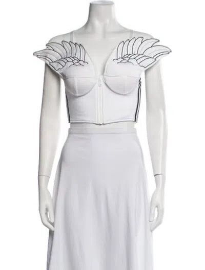 Pre-owned Jeremy Scott Nylon Graphic Print Crop Top In White