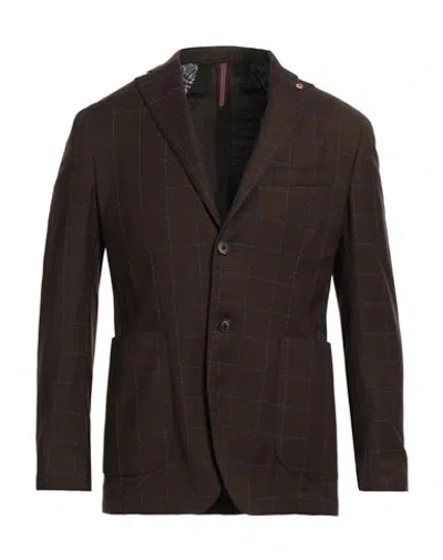 Jerry Key Man Blazer Cocoa Size 38 Polyester, Viscose, Elastane In Brown