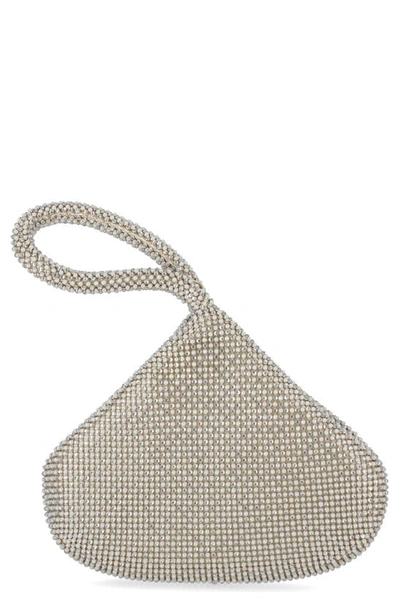 Jessica Mcclintock Staci Beaded Mesh Wristlet In Pearl