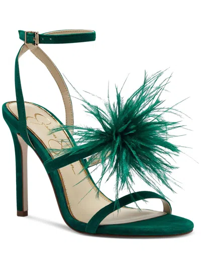 Jessica Simpson Jenevya Womens Suede Feathers Ankle Strap In Green