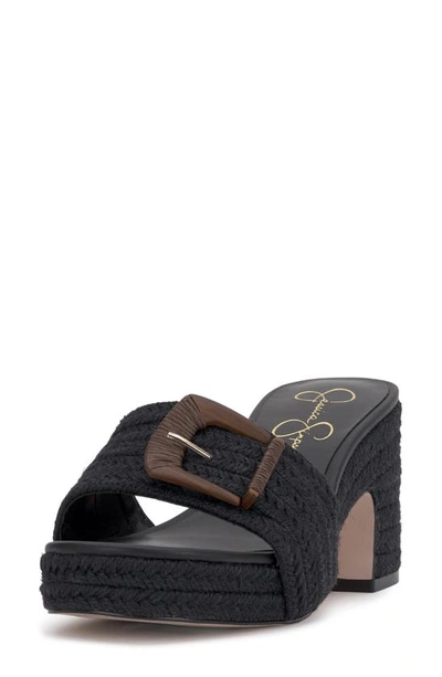 Jessica Simpson Peccio Espadrille Platform Slide Sandal In Black Polyester