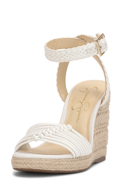 Jessica Simpson Talise Ankle Strap Espadrille Platform Wedge Sandal In Bright White Faux Leather