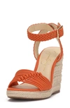 Jessica Simpson Talise Ankle Strap Espadrille Platform Wedge Sandal In Tangerine Faux Leather