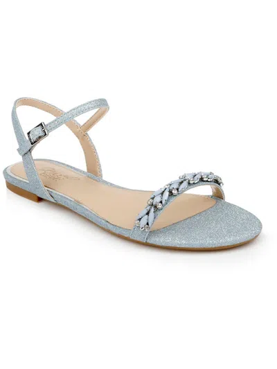Jewel Badgley Mischka Danica Womens Embellished Faux Leather Ankle Strap In Gray