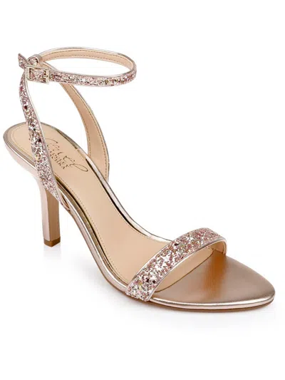 Jewel Badgley Mischka Ojai Womens Satin Ankle Strap Heels In Silver